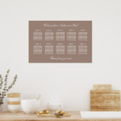 Taupe 10 Tafel Bruiloftstoelindeling Poster (Keuken)