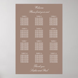 Taupe 12 Tafel Trouw Stoelen Plattegrond Poster