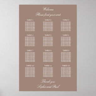 Taupe 12 Tafel Trouw Stoelen Plattegrond Poster