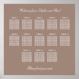 Taupe 13 Tafel Bruiloftstoewijzingskaart Poster