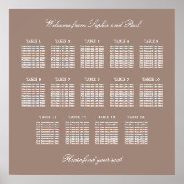 Taupe 14 Tafel Trouw Stoelen Plattegrond Poster
