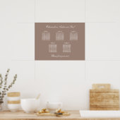 Taupe 5 Tafel Bruiloft Zitplaatskaart Poster (Keuken)