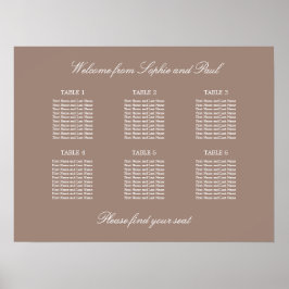 Taupe 6 Tafel Trouw Stoelen Plattegrond Poster