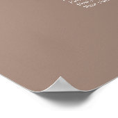 Taupe 7 Tafel Bruiloft Zitplaatskaart Poster (Hoek)