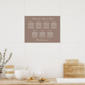 Taupe 7 Tafel Bruiloft Zitplaatskaart Poster (Keuken)