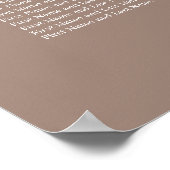 Taupe 8 Tafel Bruiloft Zitplaats Chart Poster (Hoek)