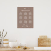 Taupe 9 Tafel Trouw Stoelenindeling Poster (Keuken)