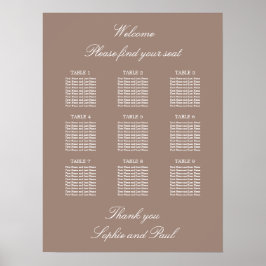 Taupe 9 Tafel Trouw Stoelenindeling Poster