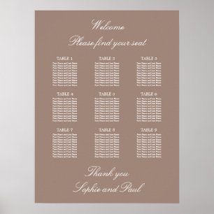Taupe 9 Tafel Trouw Stoelenindeling Poster