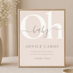 Taupe Aardse Neutrale Boho Baby Shower Advies Bord Poster