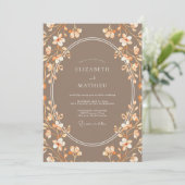 Taupe Abrikozen Tak Eucalyptus Bruiloft Kaart (Staand voorkant)