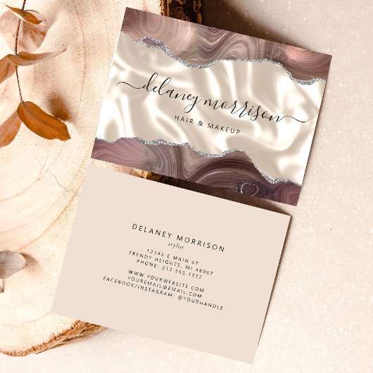 Taupe Agate Ivoor Zijde Luxe Visitekaartje