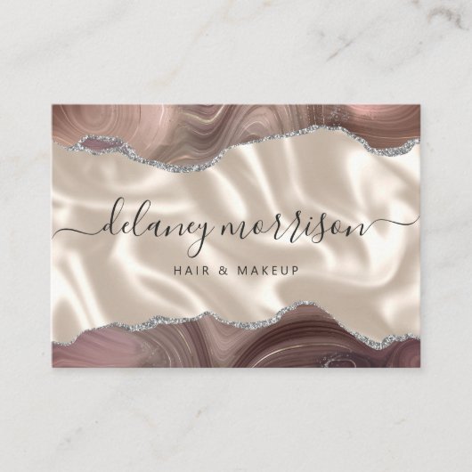Taupe Agate Ivory Silk Luxe Visitekaartje (Voorkant)