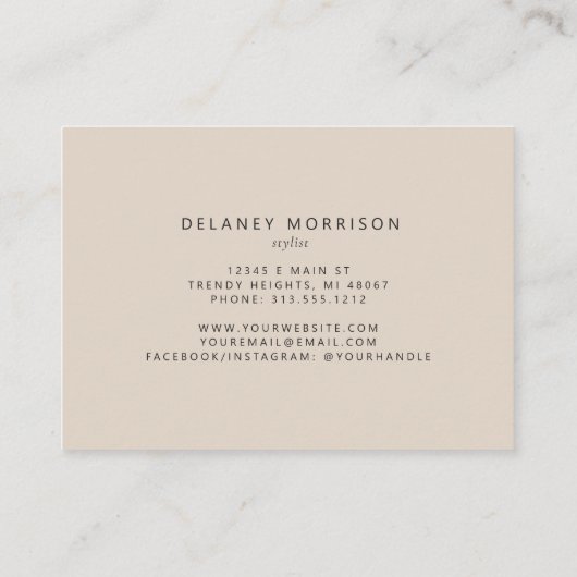 Taupe Agate Ivory Silk Luxe Visitekaartje (Achterkant)