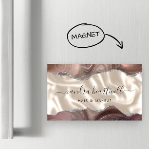 Taupe Agate Zilver Glitter Luxe Magnetisch Visitekaartje