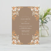 Taupe Amber Bloesem Bruiloft Kaart (Staand voorkant)
