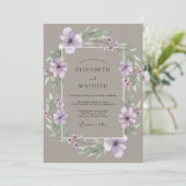 Taupe Amethyst Bloem Bruiloft Kaart (Staand voorkant)