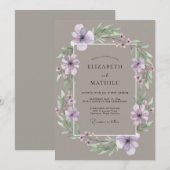 Taupe Amethyst Bloem Bruiloft Kaart (Voorkant / Achterkant)
