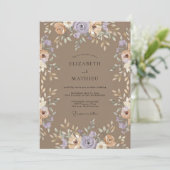 Taupe Amethyst Ranunculus Eucalyptus Bruiloft Kaart (Staand voorkant)