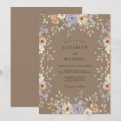 Taupe Amethyst Ranunculus Eucalyptus Bruiloft Kaart (Voorkant / Achterkant)
