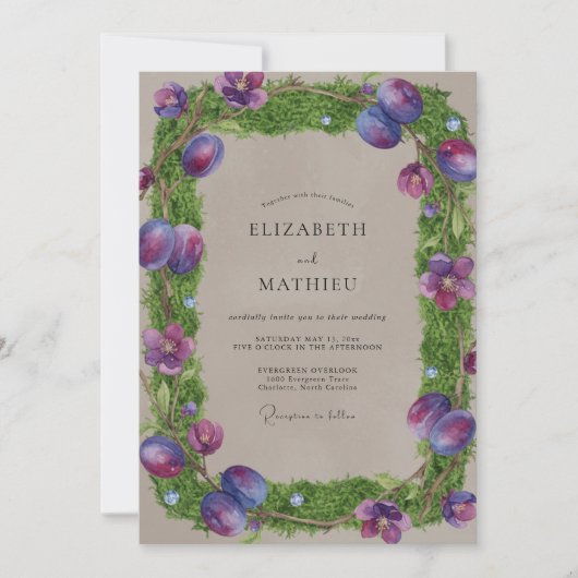 Taupe Amethyst Ranunculus Stille Eucalyptus Bruilo Kaart (Voorkant)