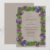 Taupe Amethyst Ranunculus Stille Eucalyptus Bruilo Kaart (Voorkant / Achterkant)