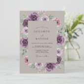 Taupe Amethyst Ranunculus Zachte Eucalyptus Bruilo Kaart (Staand voorkant)