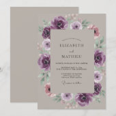 Taupe Amethyst Ranunculus Zachte Eucalyptus Bruilo Kaart (Voorkant / Achterkant)