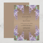 Taupe Amethyst Wisteria Bruiloft Kaart (Voorkant / Achterkant)