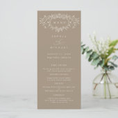 Taupe and Beige Floral Line Art Wedding Flat  Menu (Staand voorkant)