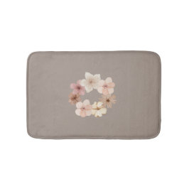 Taupe and Pink Floral Bath Mat | Elegant Bathroom