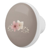 Taupe and Pink Floral Ceramic Drawer Pull Keramische Knop (Rechts)