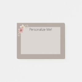 Taupe and Pink Floral Custom Post-it® Notes