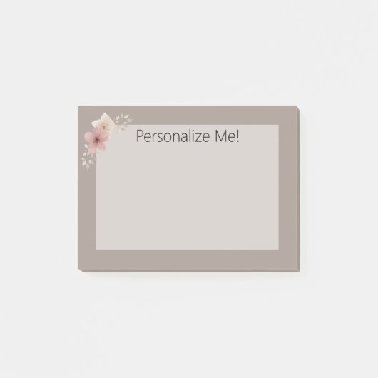Taupe and Pink Floral Custom Post-it® Notes (Voorkant)