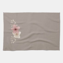 Taupe and Pink Floral Kitchen Towel | Elegant Home Theedoek