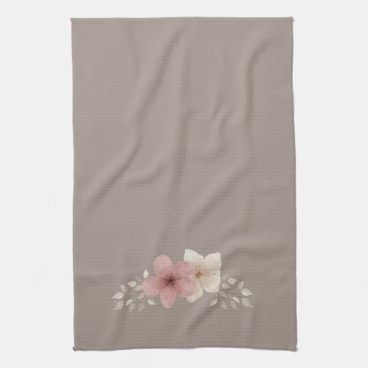 Taupe and Pink Floral Kitchen Towel | Elegant Home Theedoek (Verticaal)