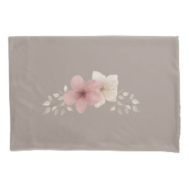 Taupe and Pink Floral Pillowcase Kussensloop