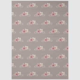 Taupe and Pink Floral Tissuepapier