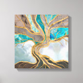 Taupe and teal Marble Tree of life Canvas Afdruk (Voorkant)