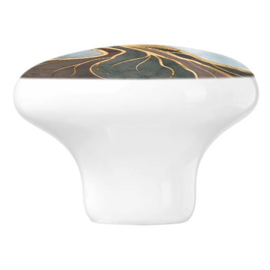 Taupe and teal Marble Tree of life Keramische Knop (Zijkant)