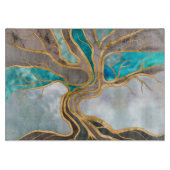 Taupe and teal Marble Tree of life Snijplank (Voorkant)