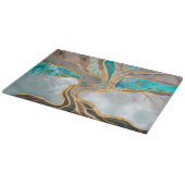 Taupe and teal Marble Tree of life Snijplank (Hoek)