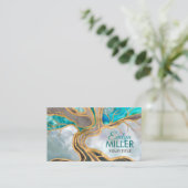 Taupe and teal Marble Tree of life Visitekaartje (Staand voorkant)