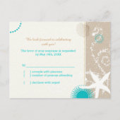 Taupe Aqua Beach Bruiloft viering RSVP Uitnodiging Briefkaart (Voorkant)