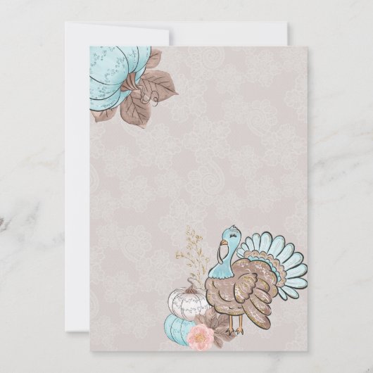 Taupe Aqua Koraal Pompoen Turkije Kaart (Achterkant)