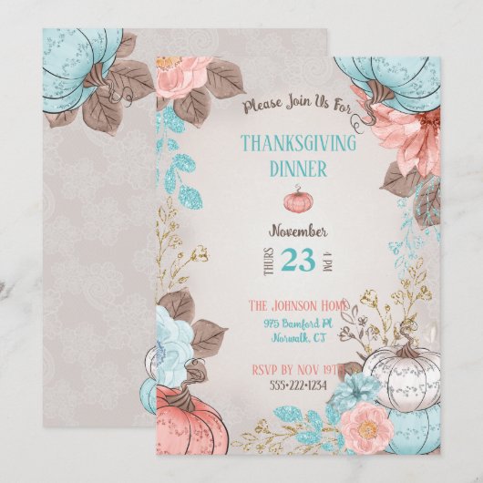 Taupe Aqua Koraal Pompoen Turkije Kaart (Voorkant / Achterkant)