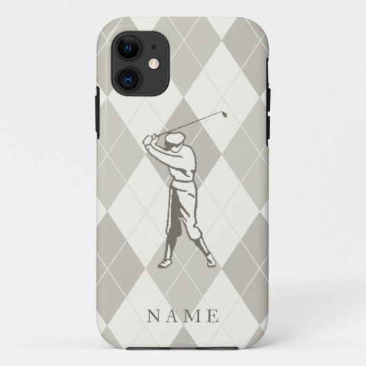Taupe Argyle Pattern, persoonlijke Golf Case-Mate iPhone Case (Achterkant)