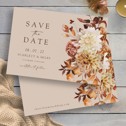 Taupe Autumn Leaves Bewaar de datum Save The Date