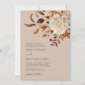 Taupe Autumn Modern Waterverf Terracotta Wedding Kaart (Voorkant)