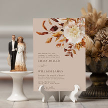 Taupe Autumn Modern Waterverf Terracotta Wedding